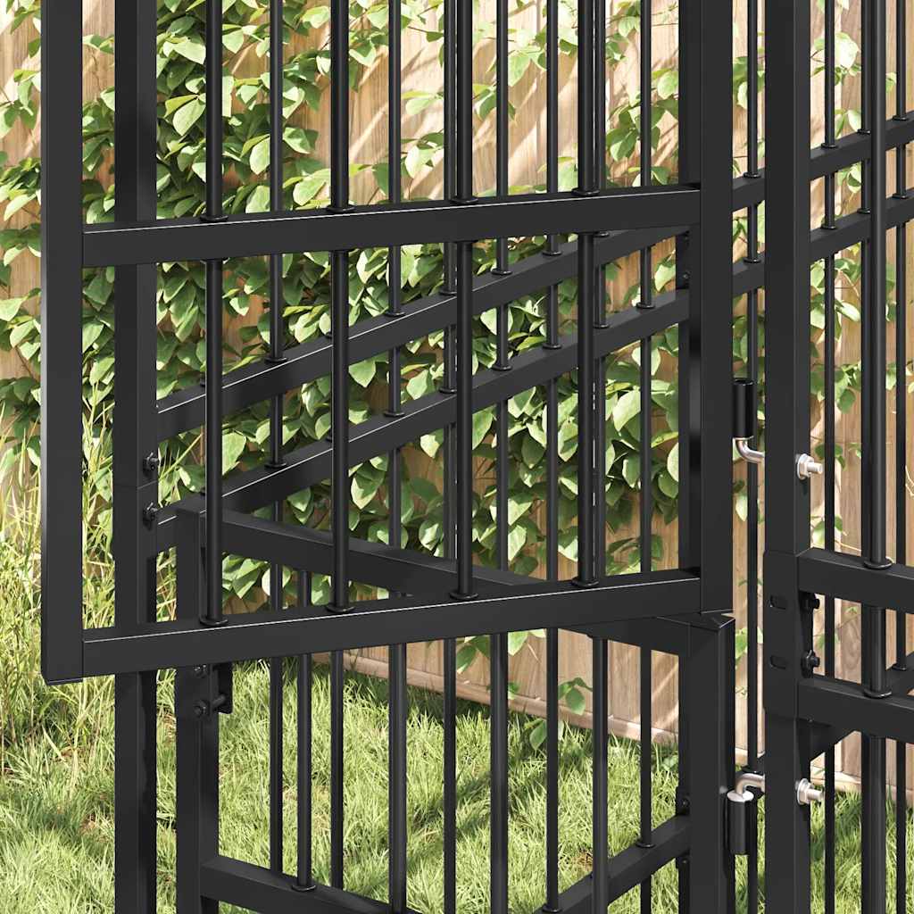 Outdoor-Hundezwinger mit Dach Stahl 3,69 m²