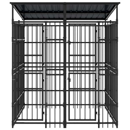 Outdoor-Hundezwinger mit Dach Stahl 3,69 m²