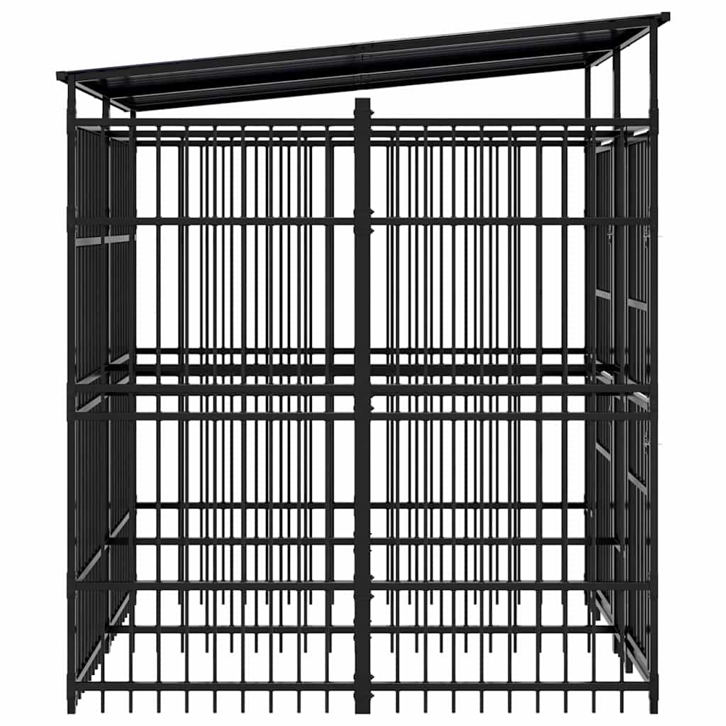 Outdoor-Hundezwinger mit Dach Stahl 3,69 m²