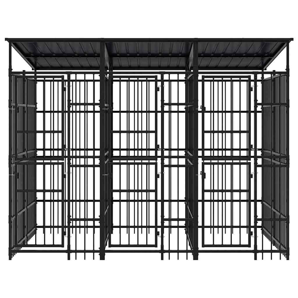 Outdoor-Hundezwinger mit Dach Stahl 5,53 m²