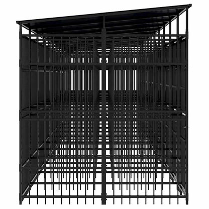 Outdoor-Hundezwinger mit Dach Stahl 18,43 m²