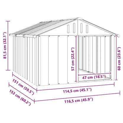 Hundehütte Anthrazit 116,5x153x81,5 cm Verzinkter Stahl