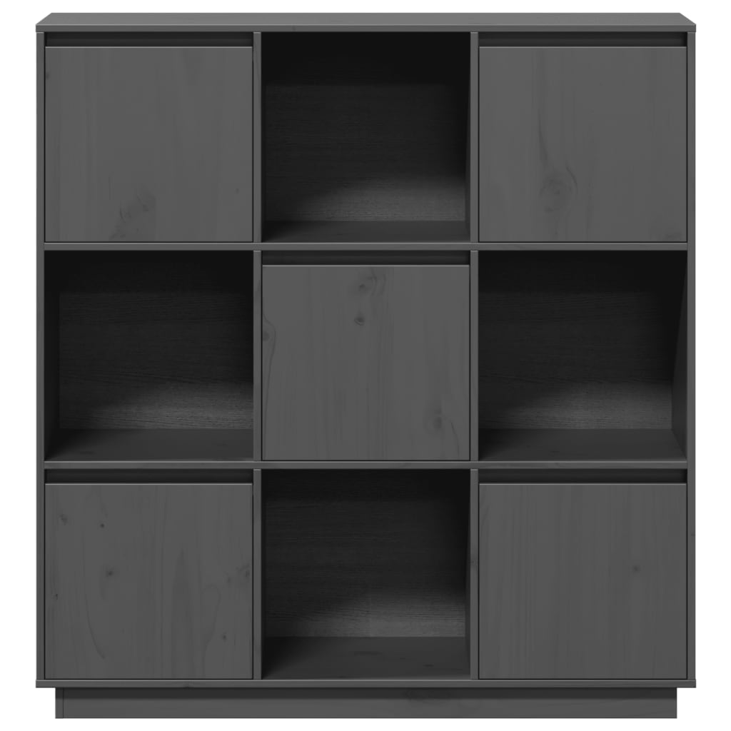 Highboard Grau 110,5x35x117 cm Massivholz Kiefer