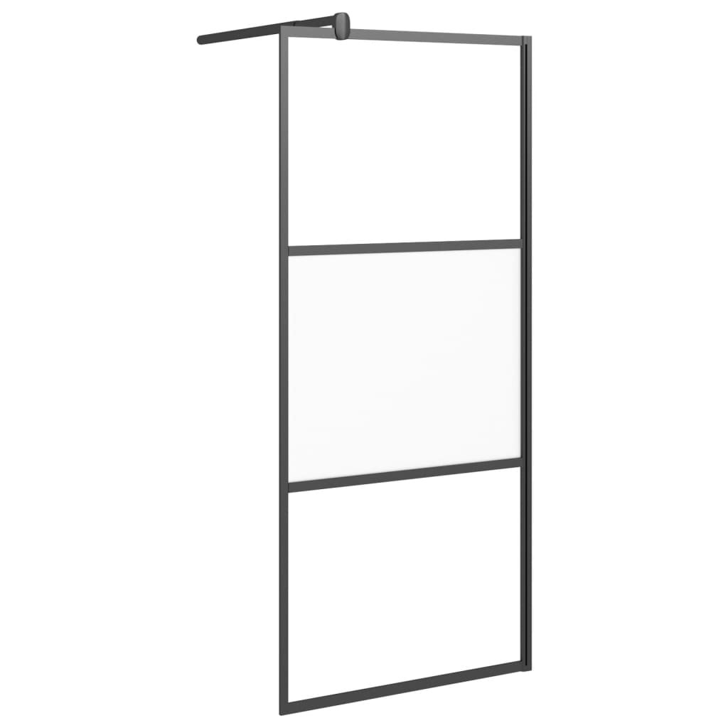 Duschwand für Walk-In Dusche 80x195 cm ESG Halbmattiert Schwarz