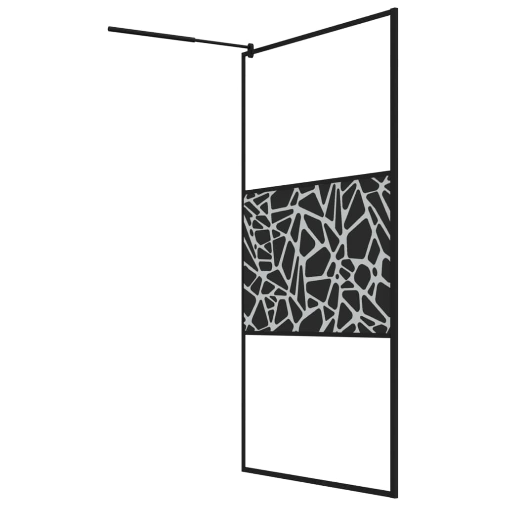 Duschwand für Walk-In Dusche 115x195 cm ESG Steindesign Schwarz