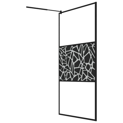 Duschwand für Walk-In Dusche 115x195 cm ESG Steindesign Schwarz