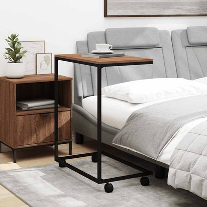 Beistelltisch mit Rollen Schwarz 55x35x70 cm Holzwerkstoff