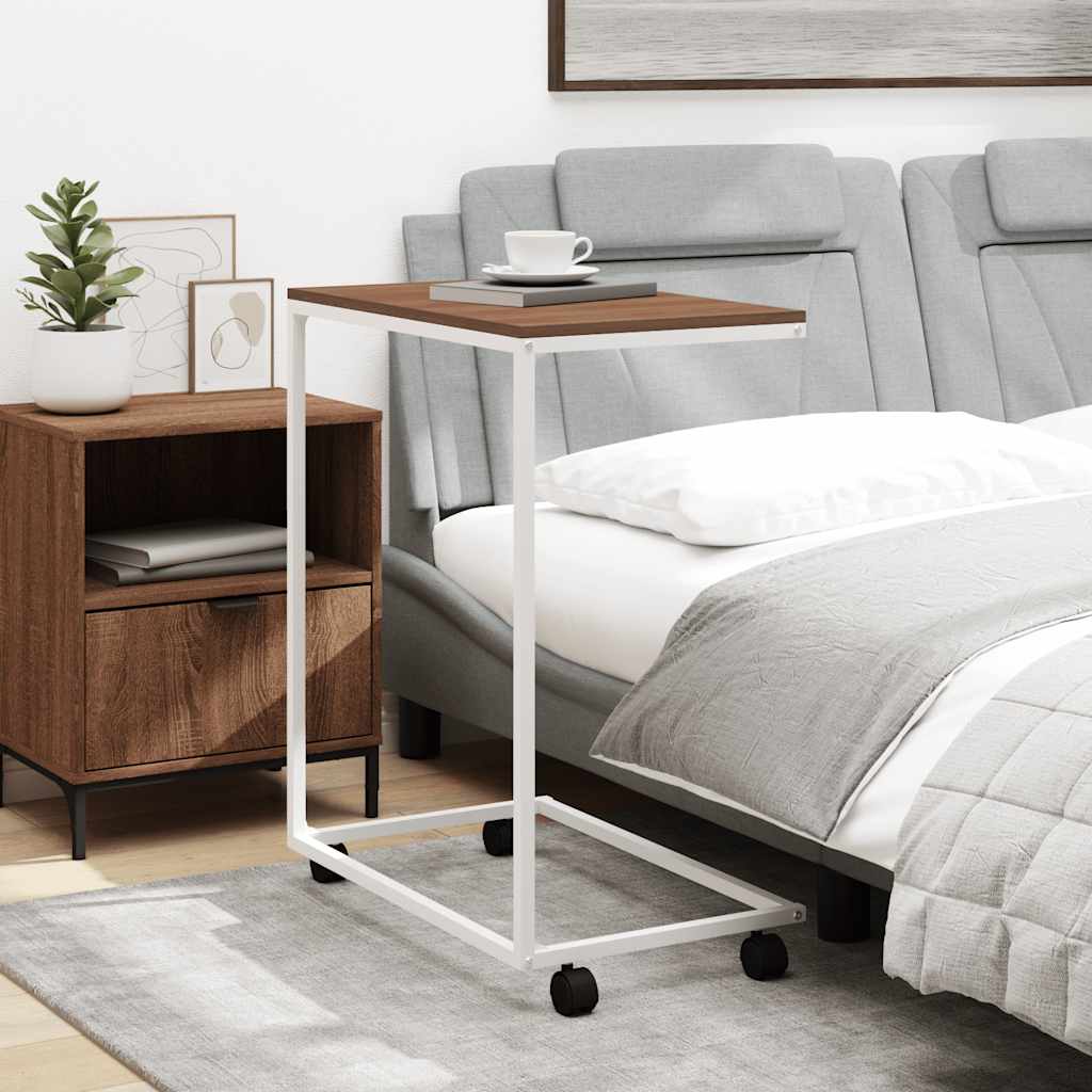 Beistelltisch mit Rollen Weiß 55x35x70 cm Holzwerkstoff