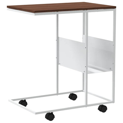 Beistelltisch mit Rollen Weiß 55x36x63,5 cm Holzwerkstoff