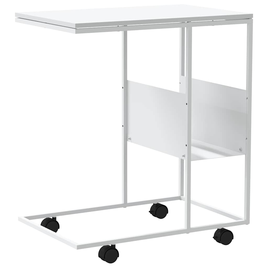 Beistelltisch mit Rollen Weiß 55x36x63,5 cm Holzwerkstoff