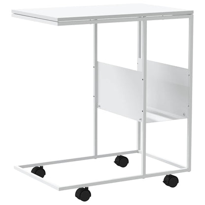 Beistelltisch mit Rollen Weiß 55x36x63,5 cm Holzwerkstoff