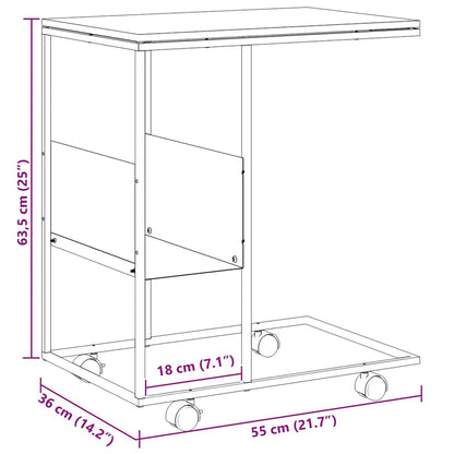 Beistelltisch mit Rollen Weiß 55x36x63,5 cm Holzwerkstoff