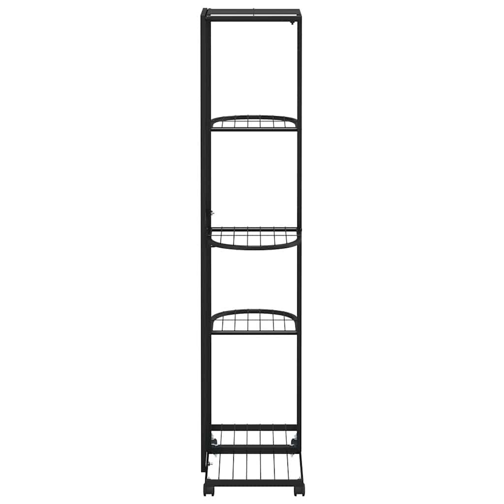 Blumenständer 5-Etagen mit Rollen 44x23x100 cm Schwarz Eisen