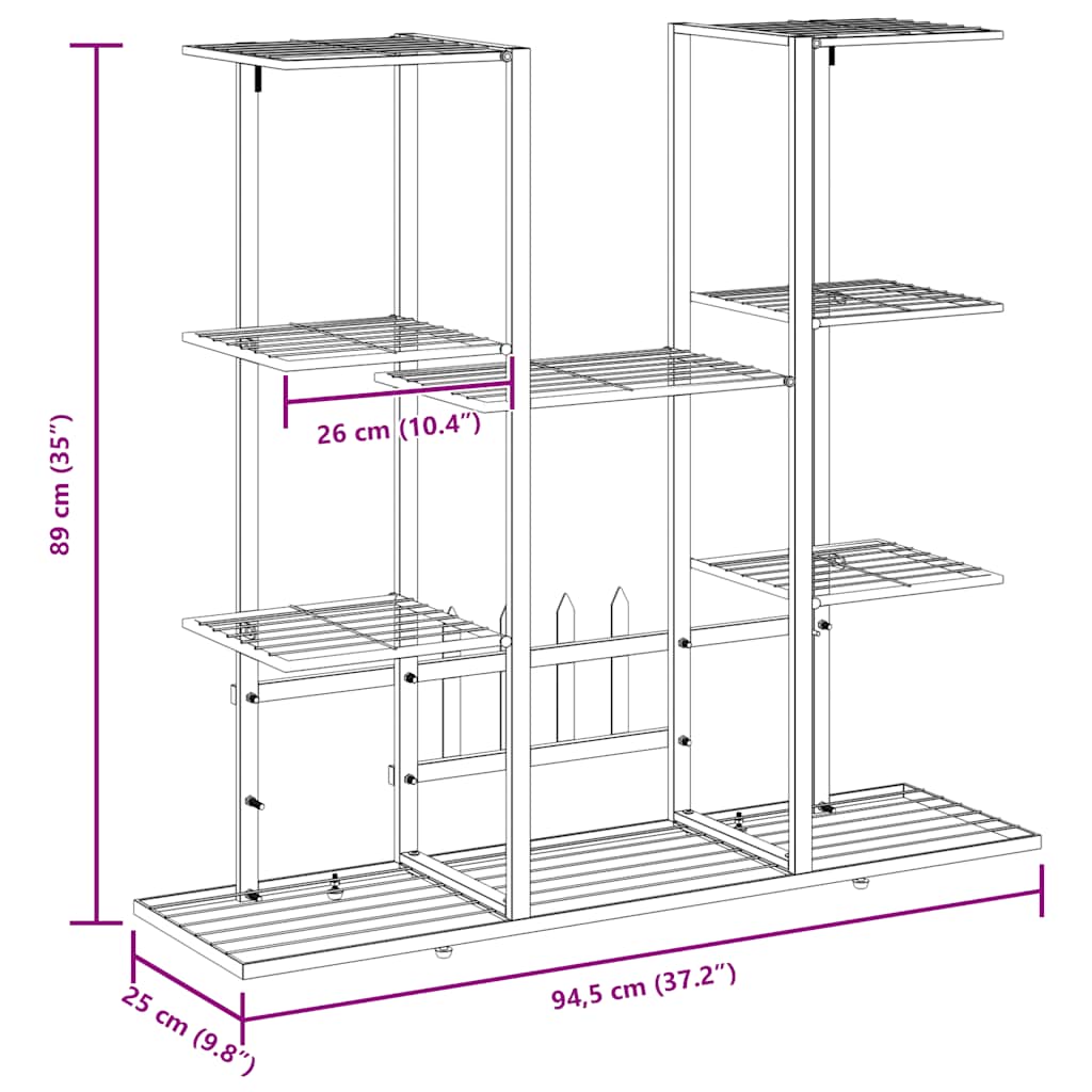 Blumenständer 94,5x25x89 cm Schwarz Eisen