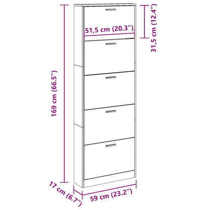 Schuhschrank Grau Sonoma 59x17x169 cm Holzwerkstoff
