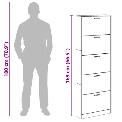 Schuhschrank Grau Sonoma 59x17x169 cm Holzwerkstoff