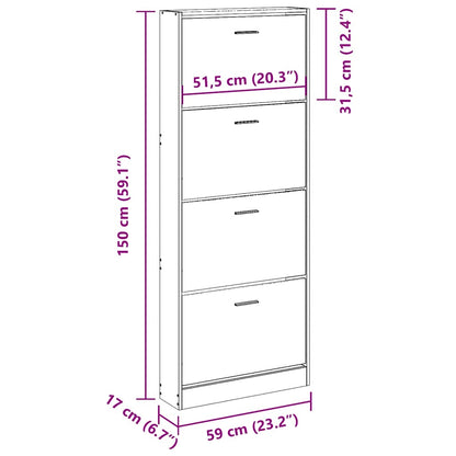 Schuhschrank Eichen-Optik 59x17x150 cm Holzwerkstoff