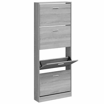 Schuhschrank Grau Sonoma 59x17x150 cm Holzwerkstoff