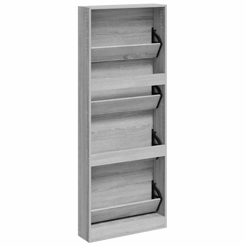 Schuhschrank Grau Sonoma 59x17x150 cm Holzwerkstoff