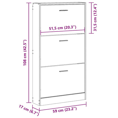 Schuhschrank Grau Sonoma 59x17x108 cm Holzwerkstoff