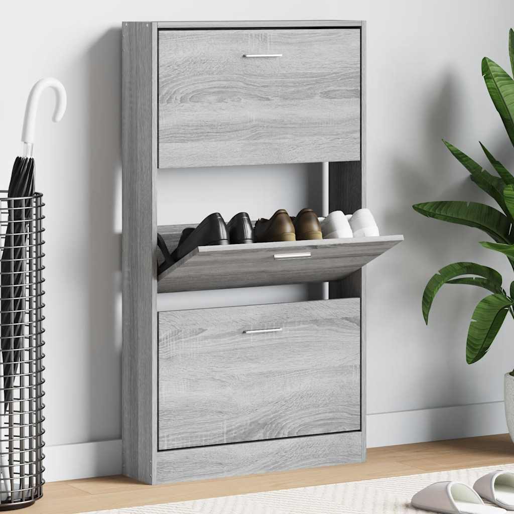 Schuhschrank Grau Sonoma 59x17x108 cm Holzwerkstoff
