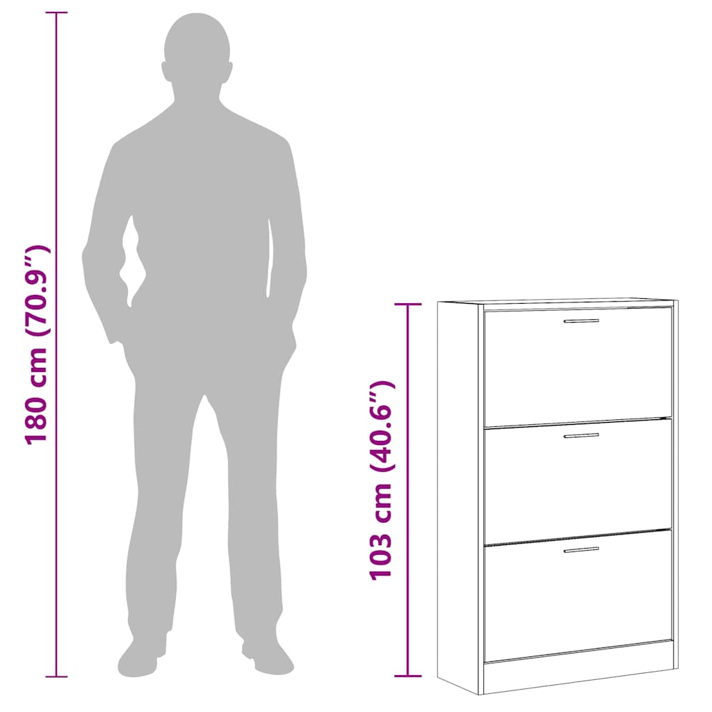 Schuhschrank Schwarz 63x24x103 cm Holzwerkstoff