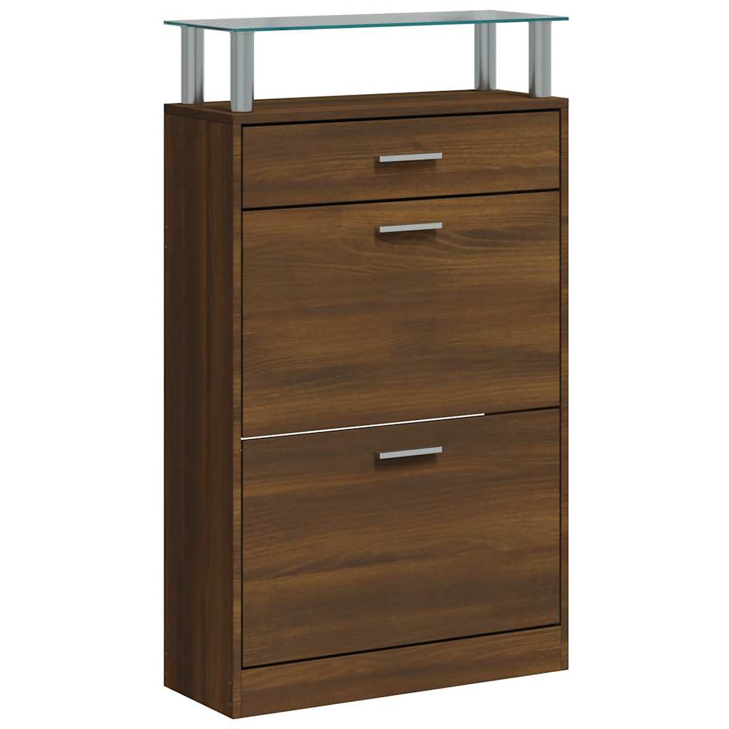 Schuhschrank Braun Eichen-Optik 63x24x104 cm Holzwerkstoff