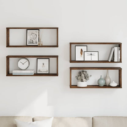 Würfelregale 4 Stk. Räuchereiche 60x15x23 cm Holzwerkstoff