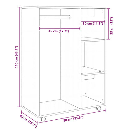 Kleiderschrank Räuchereiche 80x40x110 cm Holzwerkstoff