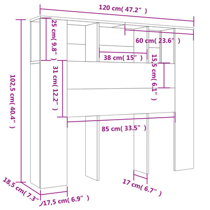 Kopfteilschrank Weiß 120 x 18,5 x 102,5 cm