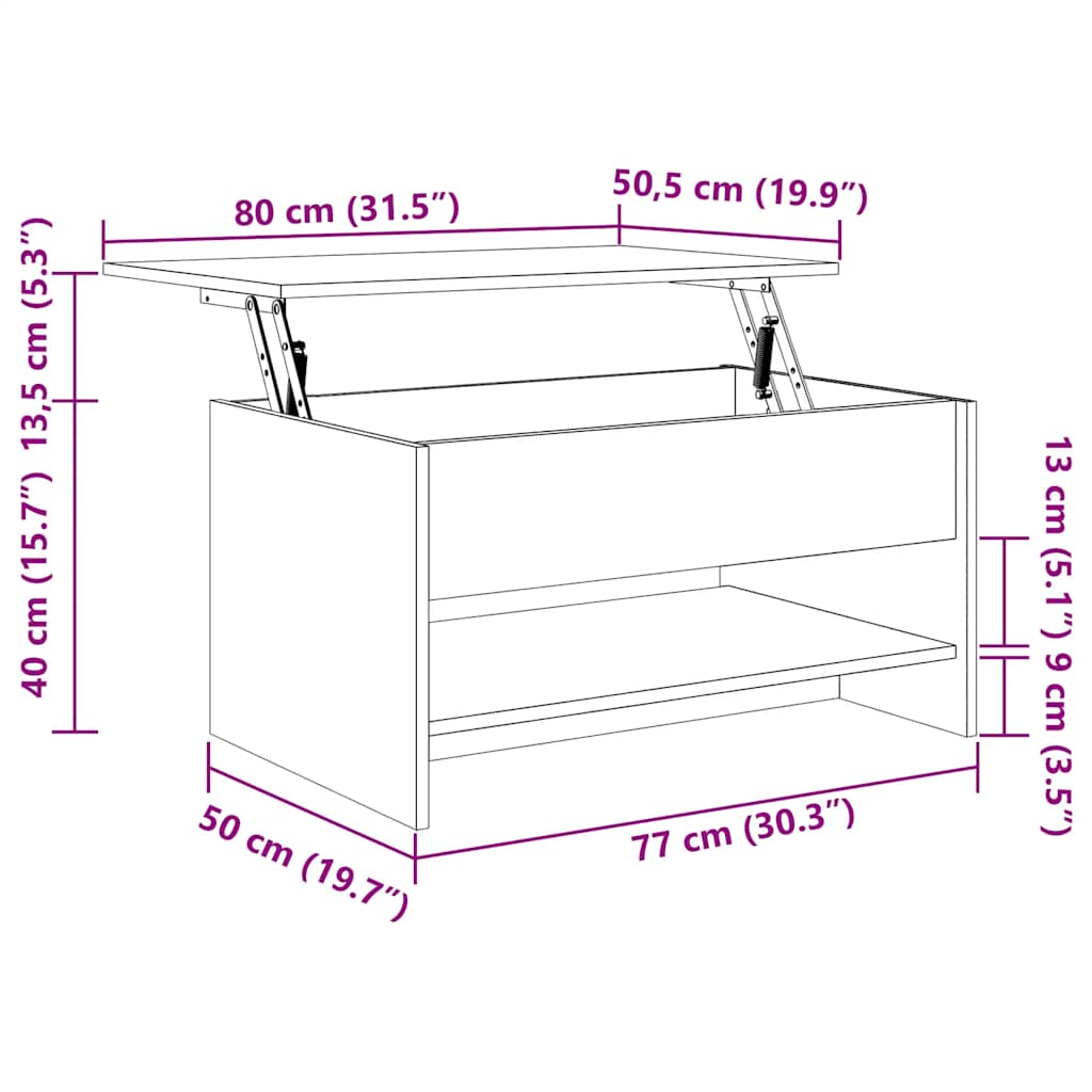 Couchtisch Räuchereiche 80x50x40 cm Holzwerkstoff