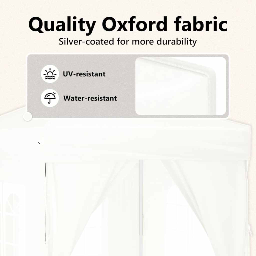 Partyzelt Faltbar mit Seitenwänden Weiß 2x2 m