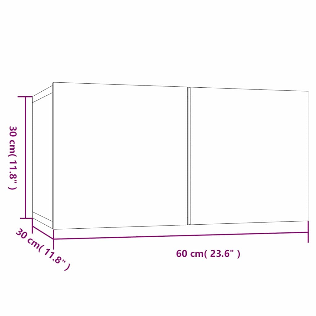 TV-Wandschränke 2 Stk. Räuchereiche 60x30x30 cm