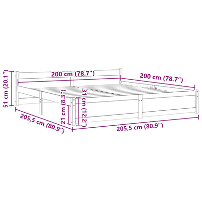 Massivholzbett Honigbraun 200x200 cm