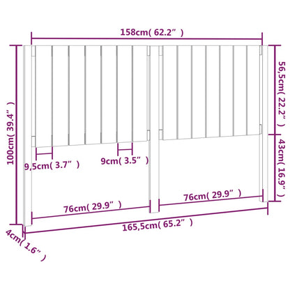 Kopfteil Schwarz 165,5x4x100 cm Massivholz Kiefer