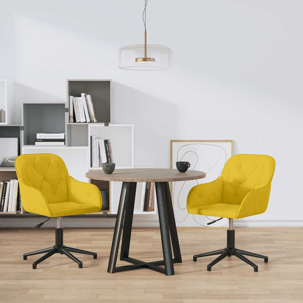 Esszimmerstühle 2 Stk. Drehbar Gelb Samt