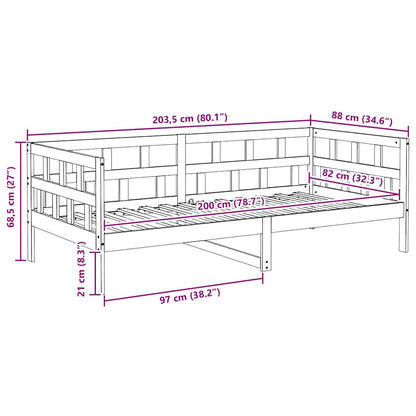 Tagesbett Weiß Massivholz Kiefer 80x200 cm