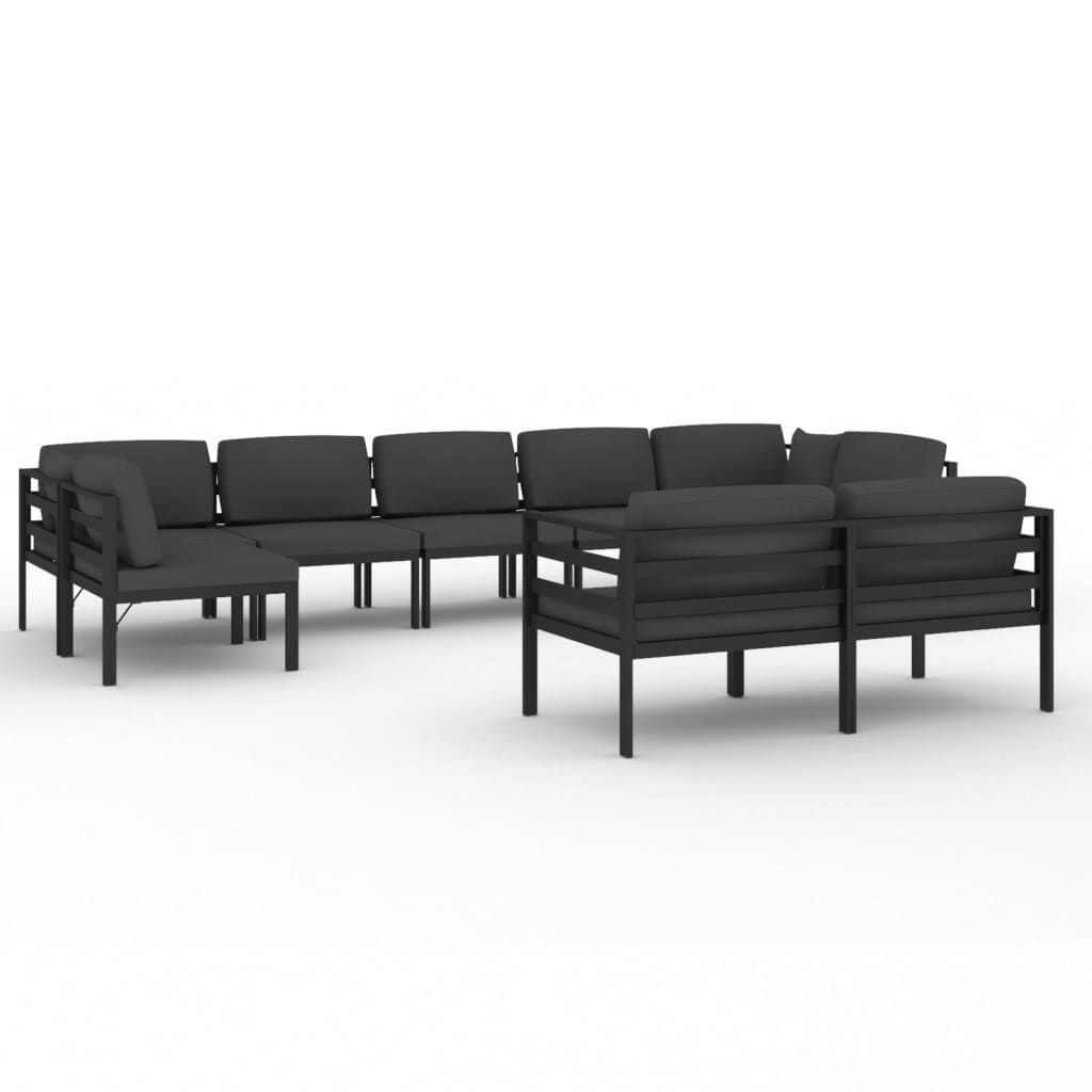 9-tlg. Garten-Lounge-Set mit Kissen Aluminium Anthrazit