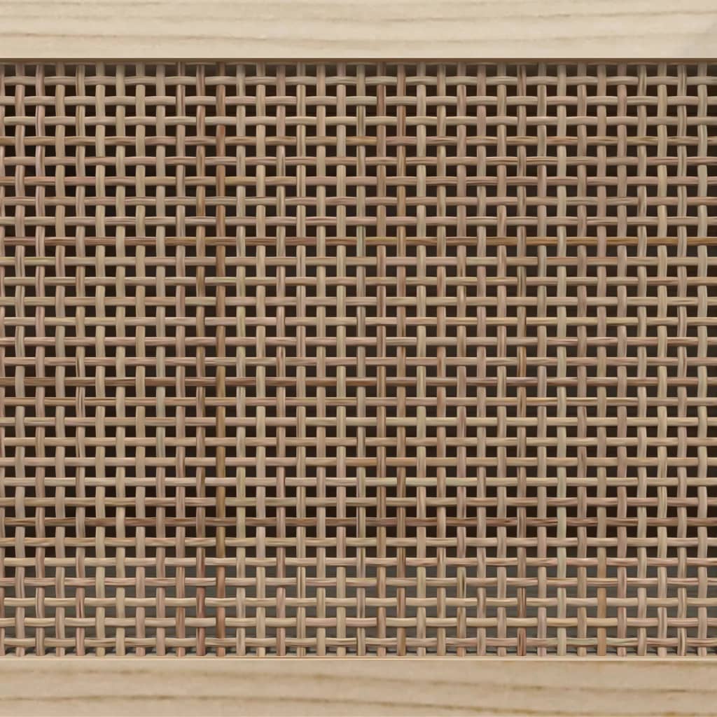 TV-Schrank Schwarz 80x30x40 cm Massivholz Kiefer Natur-Rattan
