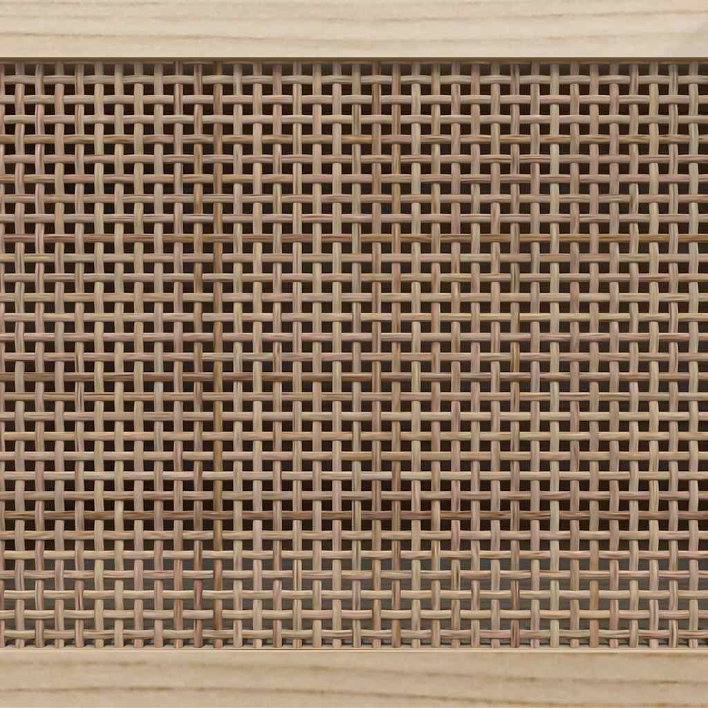 TV-Schrank Schwarz 105x30x40 cm Massivholz Kiefer Natur-Rattan