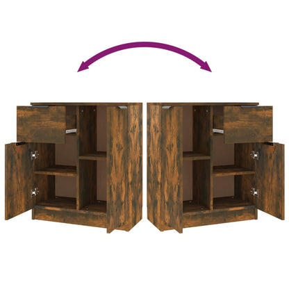 Sideboards 2 Stk. Räuchereiche 60x30x70 cm Holzwerkstoff