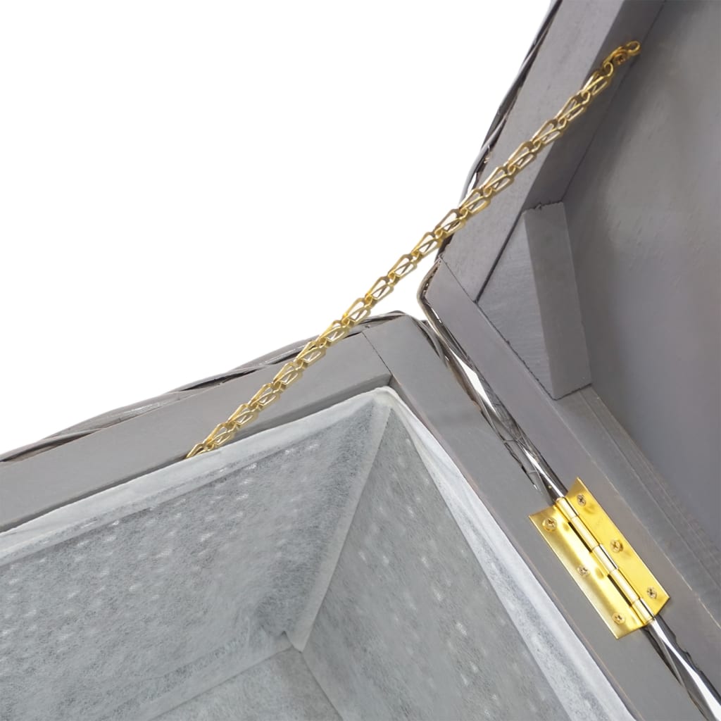 Truhe Grau 110 cm Natur Kubu Rattan & Massivholz Mahagoni