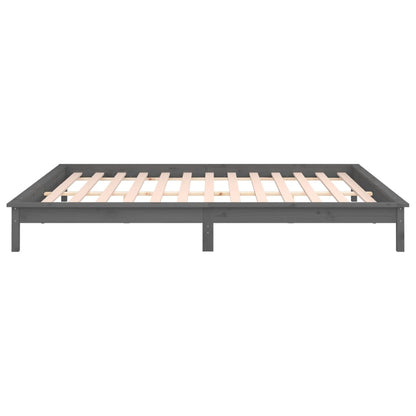 Massivholzbett mit LEDs Grau 200x200 cm