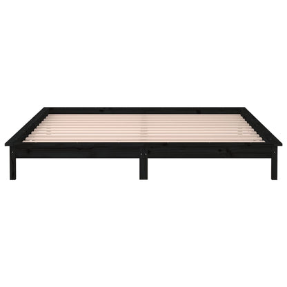 Massivholzbett mit LEDs Schwarz 140x190 cm