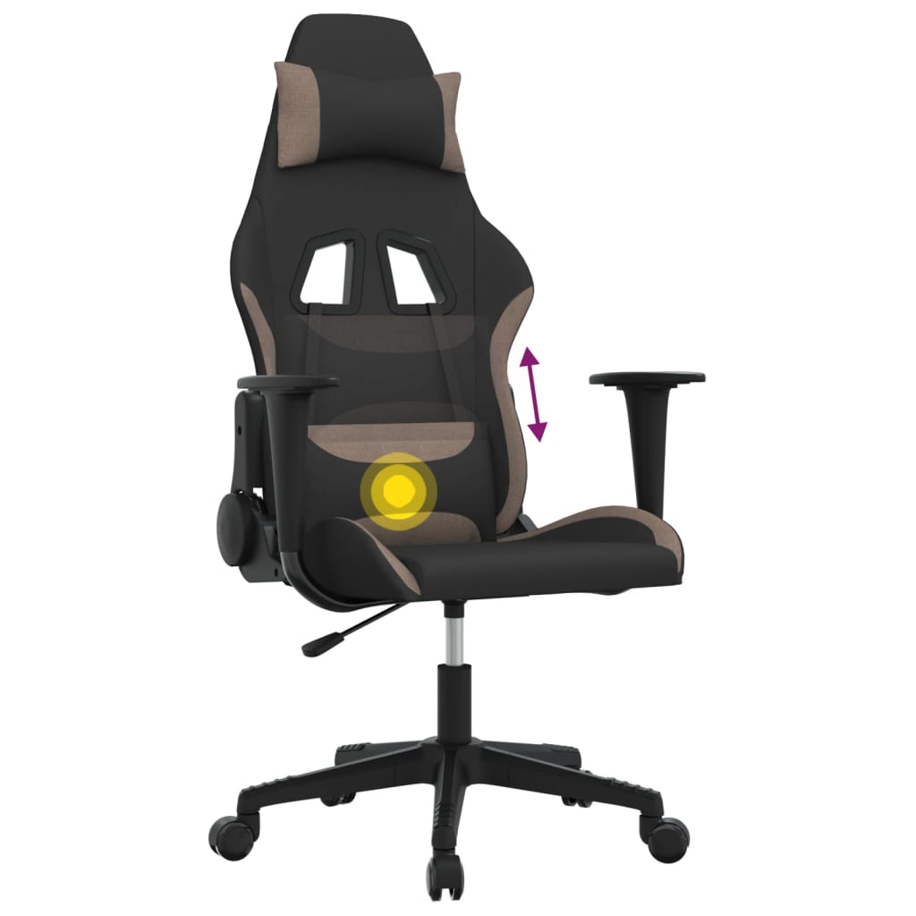 Gaming-Stuhl mit Massagefunktion Schwarz und Taupe Stoff