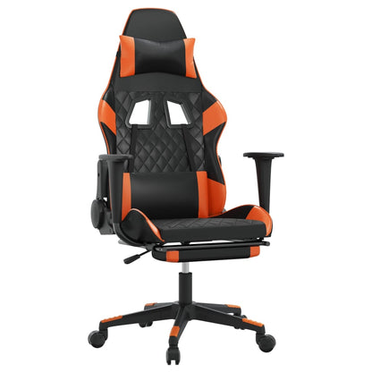 Gaming-Stuhl mit Massage & Fußstütze Schwarz Orange Kunstleder