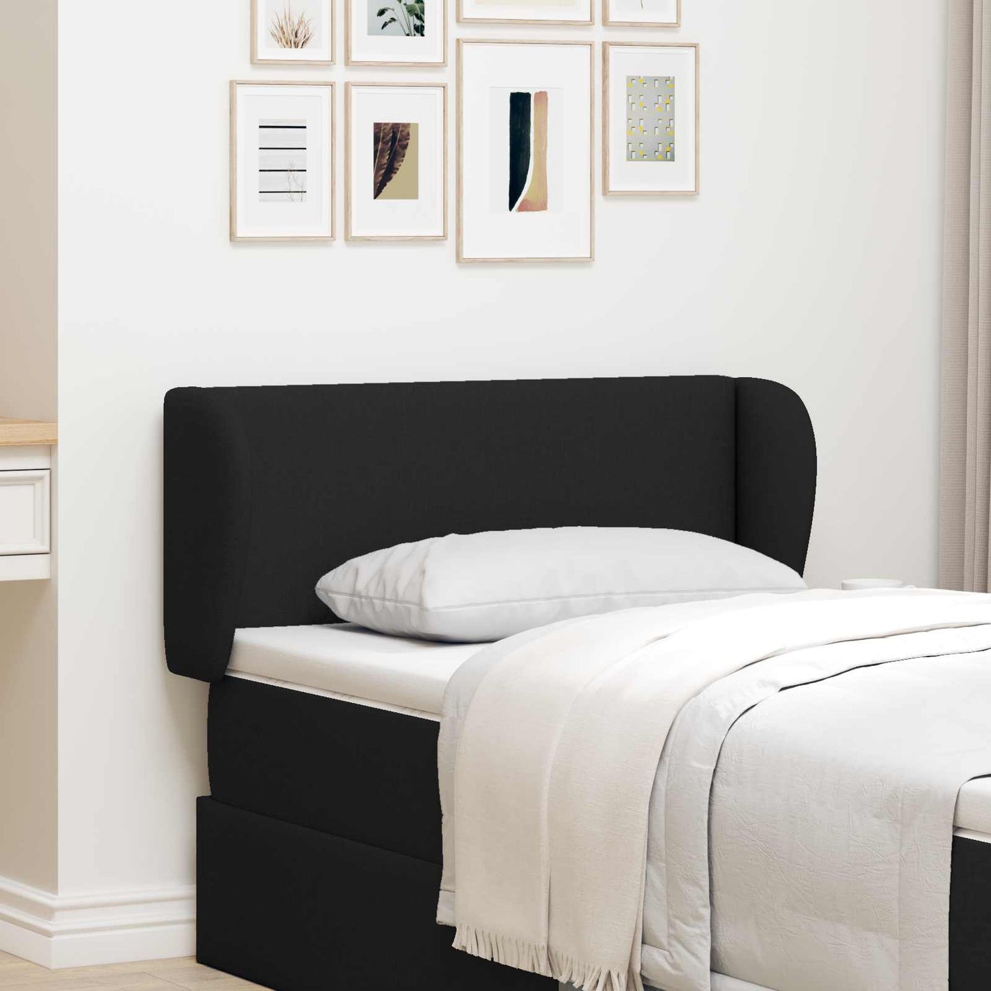 Kopfteil Ohr Schwarz 40 x 23 x 6 cm Stoff