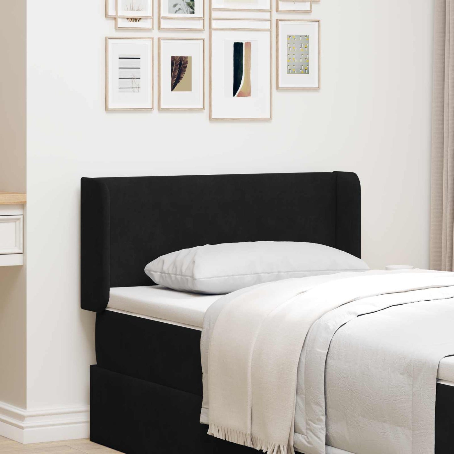 Kopfteil Ohr Schwarz 40,5 x 40,5 x 4 cm Samt