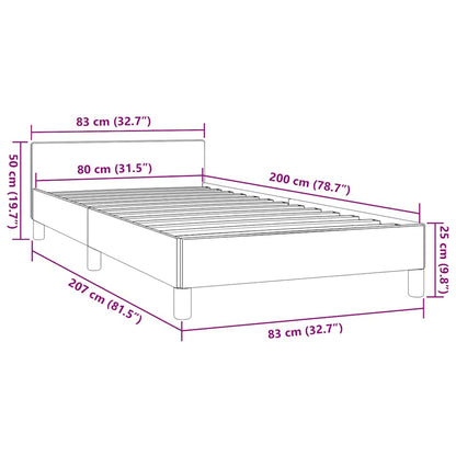 Bettgestell mit Kopfteil ohne Matratze Creme 80x200 cm Stoff