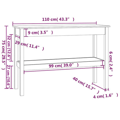Konsolentisch Weiß 110x40x75 cm Massivholz Kiefer